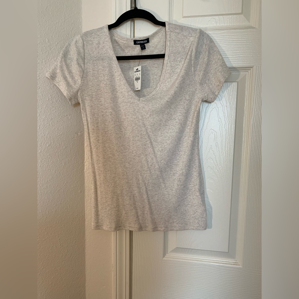 Express Gray knit Short Sleeve T-Shirt